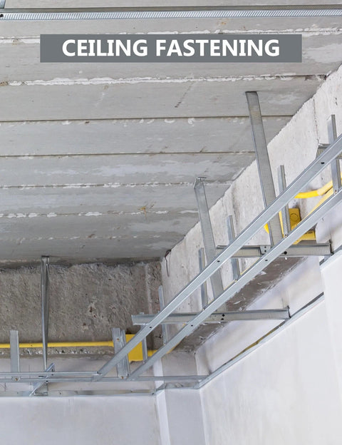 Drop In Concrete Anchors 50 Pack 5/16-18 Zinc Plated Internal Forced Expansion Bolts For Solid Concrete Secure Mounting shown in ceiling installation.