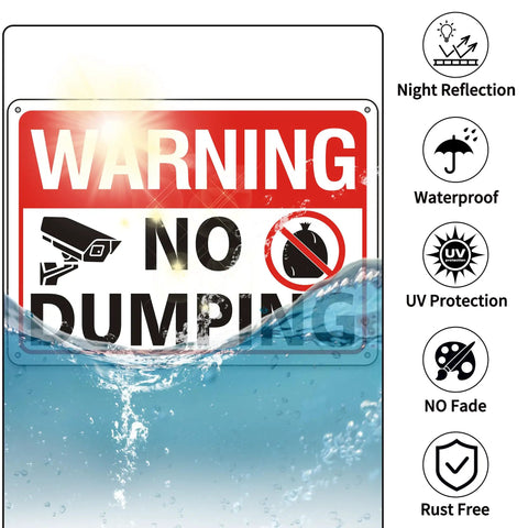 No Nonsense Heavy Duty No Dumping Signs 2 Pack Stand Your Ground On Private Property Video Surveillance Alert Reflective Aluminum Waterproof sign.