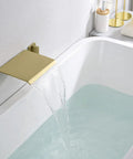 Wall Mount Tub Filler Faucet With Dope Waterfall Flow, Dual Handles, High Flow Rate, Includes Rough-In Valve, Chrome Finish