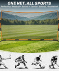 16x10 Ft Backstop Net For Baseball Soccer Basketball And Lacrosse All Sport Backyard Practice Net With Ground Stakes And Sandbags shown in open field