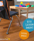 Heavy Duty Felt Chair Leg Covers With Soft Fuzzy Bottoms For Quiet Vibes And Zero Annoying Screeches on a classroom chair.