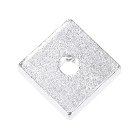Square Nuts M6 Zinc Plated Coarse Thread 1mm Pitch, single nut close-up view, showing zinc-plated finish, 20mm wide, 5mm thick