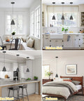 Top Tier Matte Black 3 Pack Pendant Lights For Kitchen Island Heavy Duty Metal Hanging Lamps With No Sweat Adjustable Wiring And Rust Proof Slick Finish in various home settings.