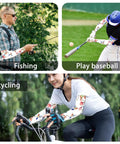 Hummingbird Pattern Gardening Arm Sleeves Keeps You Cool With Thumb Hole For Men And Women, Lightweight Breathable Polyester, Sun Protection, 19 Inch Length, Non Slip Ring, One Size, White shown during fishing, baseball, and cycling activities.