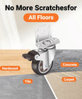 Heavy Duty Two Inch Side Mount Caster Wheels 12 Pack with universal fit for hardwood, concrete, tile, and carpet surfaces.