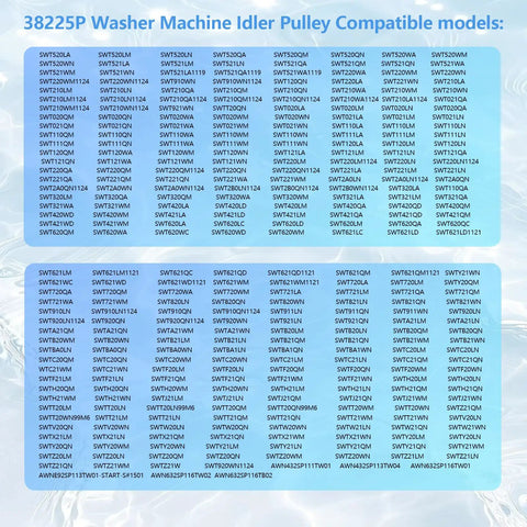Idler Pulley Replacement Part 38225P For Home Washers That Keeps Drive Belt Tension And Smooths Transmission OEM Quality Wheel 38225P compatibility list