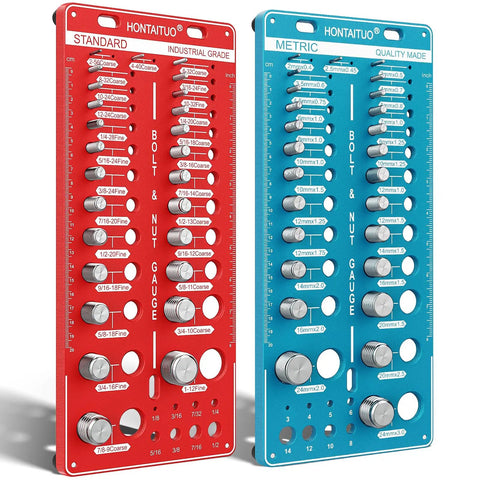 68 Nut And Bolt Thread Checker Kit Standard And Metric Bolt Size Finder with 26 metric, 26 standard, and 16 drill bit gauges