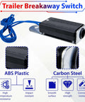 Breakaway Switch Kit With 6 Ft Coiled Trailer Brake Away Cable, Pull Pin Steel Spring Towing Wire, Emergency Trailer Brake Cable