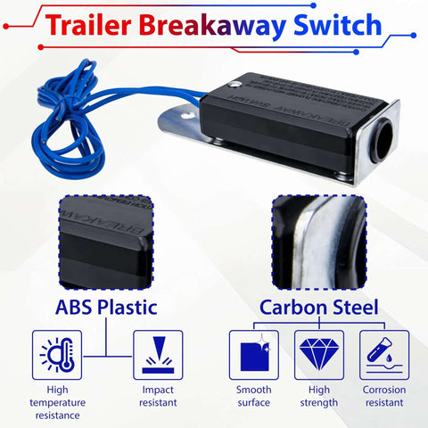 Breakaway Switch Kit With 6 Ft Coiled Trailer Brake Away Cable, Pull Pin Steel Spring Towing Wire, Emergency Trailer Brake Cable