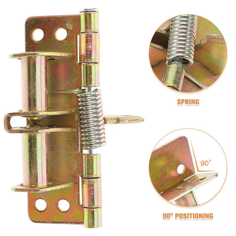 4 Inch Spring Hinge Automatic Self Closing Gate Hinges With 90 Degree Positioning for screen doors, detailed with spring and 90° angle