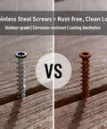 Comparison of rust-free stainless steel screw and rusted screw for 1000 Pack Hidden Deck Fasteners Kit For Composite Decking With Stainless Steel Screws And Premium Nylon Clips Plus Included Tools All In One Universal Decking System No Fuss Quick Install.