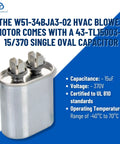 HVAC Blower Motor Three Quarter HP One Phase Three Speed 208 And 230 Volt 1075 RPM With Single Oval Run Capacitor image