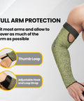 Man wearing Core Arm Protection Sleeves S081, ANSI A5 Cut Resistant with Thumbhole, showcasing fit on arm