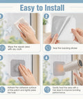 Installation steps for Heavy Duty Self Adhesive Mesh Window Screen Patches Quick Fix Kit on a torn screen.