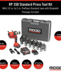 RP 350 ProPress 8 Piece Pressing Tool Kit With 18 Volt Battery Charger Four ProPress Jaws One Half Inch To Two Inch And Durable Carry Case