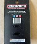 Compact Self Adjusting Pipe Vise With Sweet Ratchet Action And Nifty Contoured Grip For Tight Spots Rad Alloy Steel Body showing product packaging back with warnings and contact info.