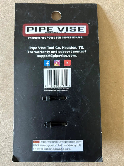 Compact Self Adjusting Pipe Vise With Sweet Ratchet Action And Nifty Contoured Grip For Tight Spots Rad Alloy Steel Body showing product packaging back with warnings and contact info.
