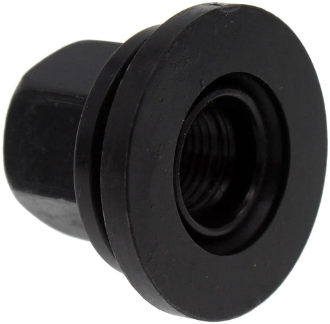 Close-up of Wheel Lug Nuts 9/16-18 Flanged Flat Face, 15/16 Inch Hex, 1-1/8 Inch Length, Direct Replacement for Dodge Ram, Steel