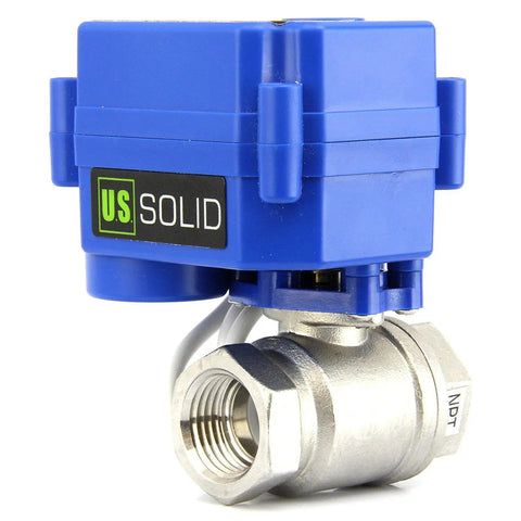 Heavy Duty Built To Last Three Quarter Inch Motorized Ball Valve 304 Stainless Steel NSF Certified Full Port Electrical Nine To Twenty Four Volt AC DC Three Wire Setup For Drinking Water Systems