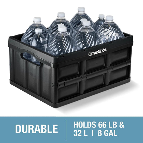 Collapsible Storage Bins 32L Three Pack Heavy Duty Stackable Crates for Home Office Dorm RV Garage Space Saving Folding Boxes