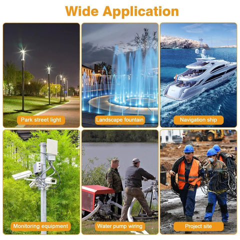 Applications of 10 Pack Waterproof IP68 Outdoor Junction Box With 3 Way Quick Terminal in lighting, fountains, ships, and more.