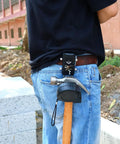 3 In 1 Magnetic Tool Holder With Hammer Belt Clip And Tape Measure Holder in use on a person's belt with hammer