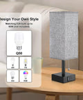 Gray Bedside Lamp With Dual USB Ports USB C And USB A For Nightstand Or Small Desk, bulb options listed, bulb not included