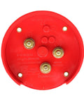 Red Dual Battery Selector Switch For Boats And RVs Disconnect Isolator Cutoff base with terminals and specifications.