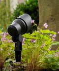 Low Voltage Landscape Lighting 20W Outdoor Spotlight Floodlight with aluminum body in garden setting with flowers