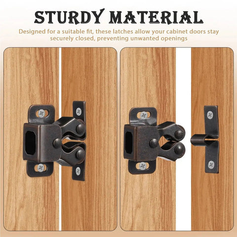 Double Roller Catch Cabinet Latches 16 Set With Soft Cushioned High Grade Material Reliable Spring Lock on wooden doors