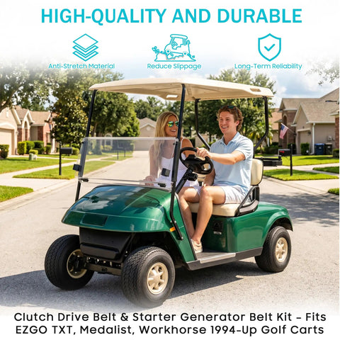 Drive And Starter Belt Kit For EZGO Gas Golf Carts 1994 And Newer, Fits TXT Medalist Workhorse With 295cc Or 350cc Robin Engines