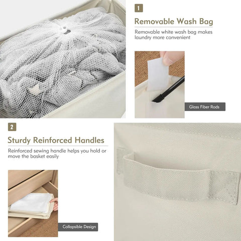 Big Ol Extra Large 27 Inch Slim Rolling Laundry Basket On Wheels with removable bag and reinforced handles