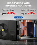 Premium 83000 Btu Electric Pool Heater For Above Ground And Inground Pools With Advanced Evi Compressor showing inverter heat pump design.