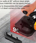 Built To Last 4 Head Concrete Angle Grinder With Long Extension Rod And Six Speed Settings For Effortlessly Resurfacing Stone And Warehouse Floors With Diamond Cup Pads showing 90-degree angle planing on a wall.