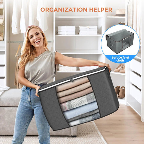 Hella Spacious 90L Storage Bags 6 Pack Heavy Duty Foldable Closet Organizers With Zippers To Keep Your Dorm Room Crisp And Zero Hustle Required Just Pop Everything Inside For Pure Chill