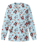 Moisture Wicking Scrub Jacket For Women With Pockets Snap Front Easy On Off Panda Print Perfect For Pet Care And Pediatrics