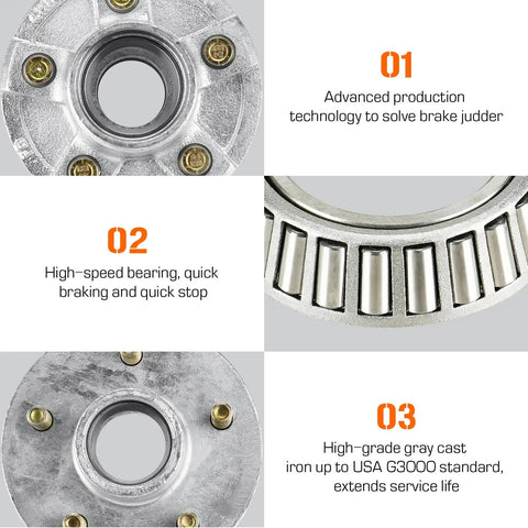Details of Five Hole Four And A Half Inch Bolt Circle Hot Galvanized Idler Hub Kit For A Three Thousand Five Hundred Pound Boat Trailer