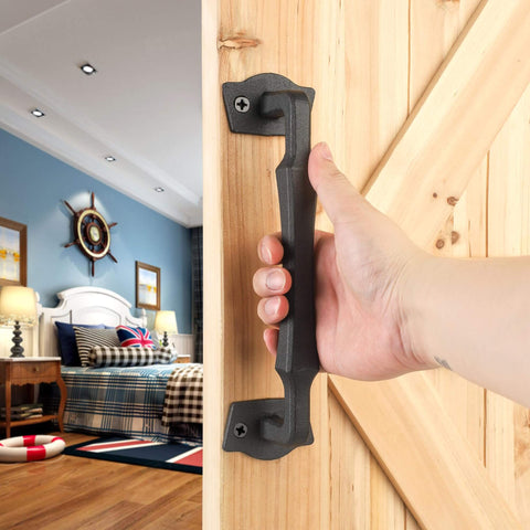 10 Inch Sliding Barn Door Handle Heavy Duty Rustic Barn Pull For DIY Sliding Door Gate Shed Garage Matte Black Square