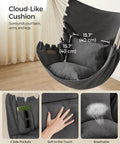 Cozy Hammock Chair With Two Cushions For Indoor Outdoor Lounging, Heavy Duty Steel Frame, Large Pocket, Slate Gray Fabric