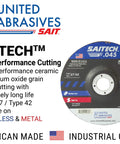 Pro Grade High Performance Cut Off Wheels For Stainless Steel And Ferrous Metals, 4.5 Inch Depressed Center Type 27 And Type 42
