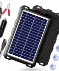 Keep Your Rig Powered Up With This Top Shelf 12V 10W Solar Battery Charger Panel Kit For Cars Trucks Rvs Boats Motorcycles Straight Up Plug Play Setup showing solar panel, cables, and suction cups.
