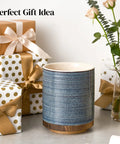 360 Degree Rotating Utensil Holder For Countertop Extra Large Ceramic Caddy In Blue Kitchen Utensil Crock For Farmhouse Decor
