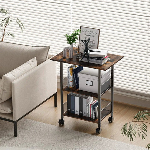 Heavy Duty 3 Tier Printer Stand On Rolling Casters With Deep Storage Shelves For Home Office Fax Machine Scanner Copier Table Smooth Roll Out Built Tough Pro Setup