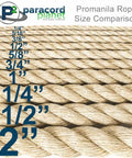 Size comparison of ProManila ropes including 1.5 inch diameter for Three Strand Twisted ProManila Polypropylene Rope For Landscaping.