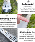 All In One Outdoor Trench Drainage Kit For Lawn And Driveway With Hidden Grate French Drain Style And Narrow Channel Design shown in stainless steel with close-up of edge wrapping and hole design on grass and concrete.