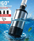 Real Deal Cordless Submersible Sump Pump Built Tough With 1000 Gph Brushless Motor and 14 8 Foot Cable in water demonstrating suction.
