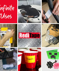 Collage showing various uses of Travel Size Pocket Duct Tape 2 Pack Twin Silver for repairs and crafts.
