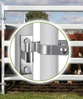 Heavy Duty Gate Hinges For Farm And Chain Link Fence, Wall Mount Hinge Set With Five Eighth Inch Eye, Galvanized Iron Rust Resistant Build For Outdoor Gates, Three Point Nine Inch Long Plate, Fits Fence Gate on farm gate.
