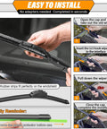 All Weather OEM Quality 26 Inch Front Wiper Blade And 16 Inch Front Wiper Blade With 14 Inch Rear Wiper For Hyundai Tucson 2016 2017 2018 2019 2020 2021 And Mazda CX 7 2007 2008 2009 2010 2011 2012 Pack Of 3 installed close-up image
