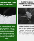 Tough As Nails Weed Barrier Landscape Fabric 3ft By 30ft, demonstrating water permeability on its front and back surfaces.